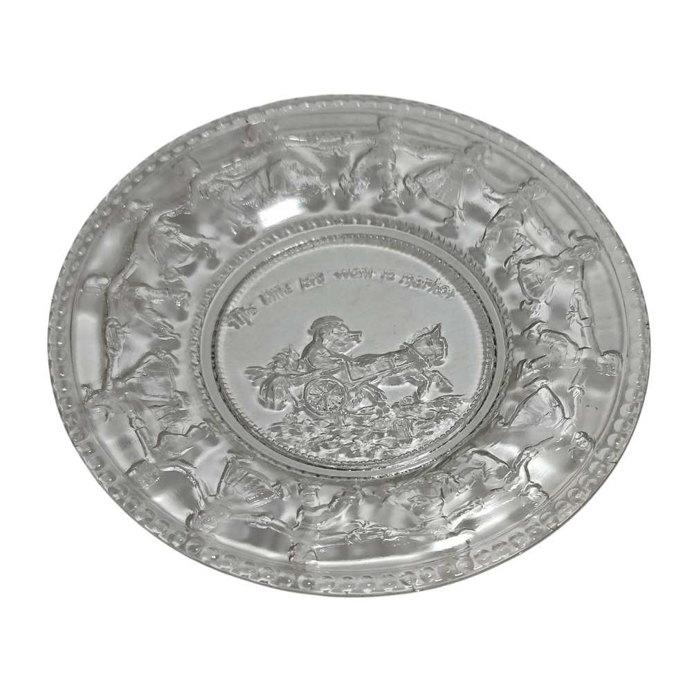 Antique Indiana Glass Nursery Rhyme This Little Pig Went To Market Clear Plate